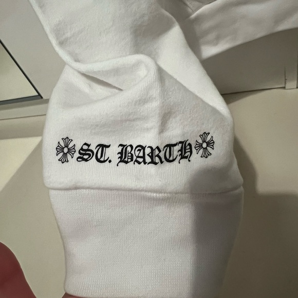 EXCLUSIVE Chrome Hearts St Barths White Hoodie Baby blue horse shoe logo - Picture 10 of 12
